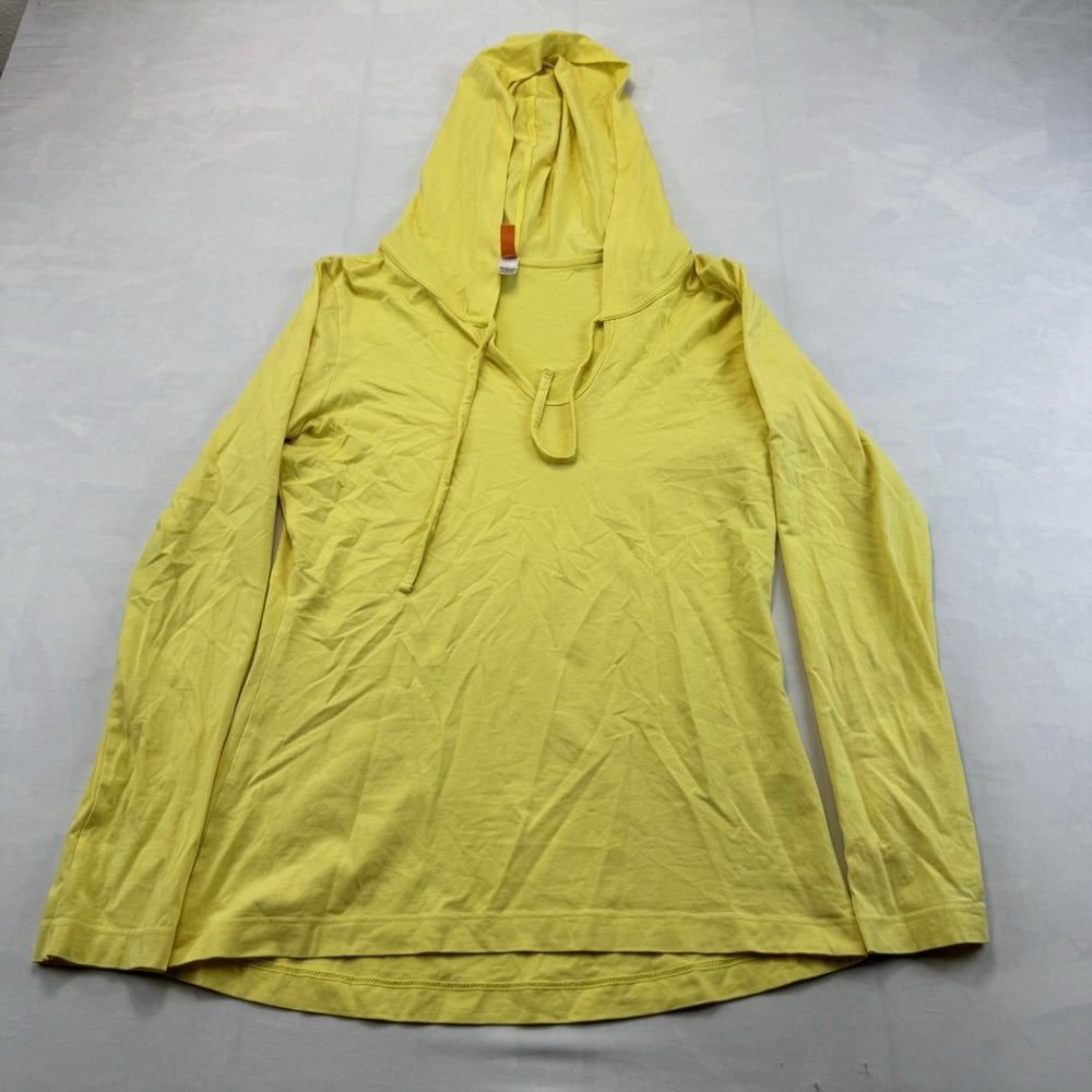 Lucy Women's Large Yellow Pima Cotton Stretch Long Sleeve Pullover Hoodie